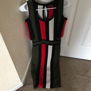 Multi colored shoulders out dress